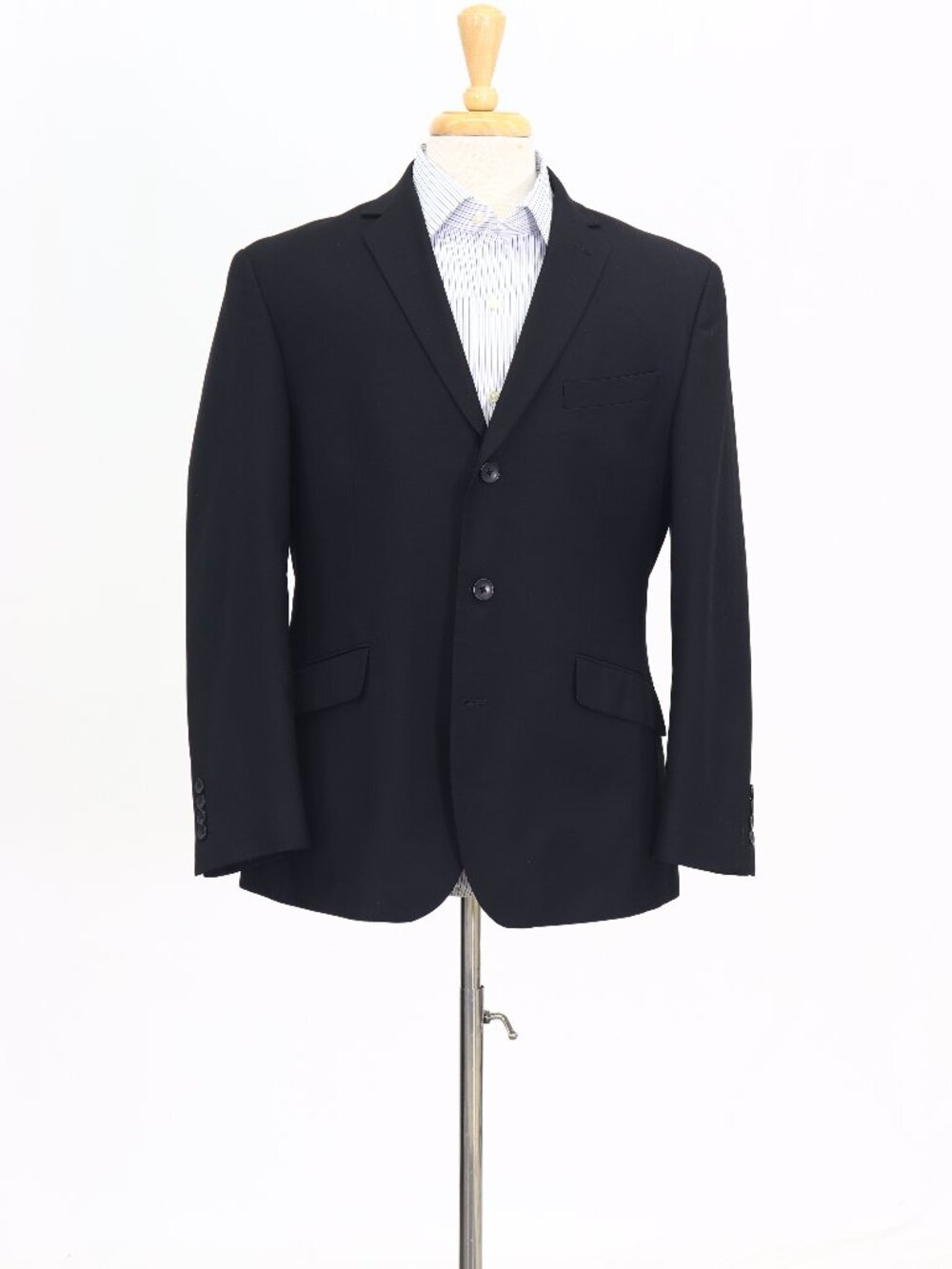 Billy London 42S Black Blazer Sport Coat Jacket 3-Button Solid W906